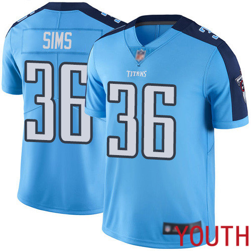 Tennessee Titans Limited Light Blue Youth LeShaun Sims Jersey NFL Football #36 Rush Vapor Untouchable->youth nfl jersey->Youth Jersey
